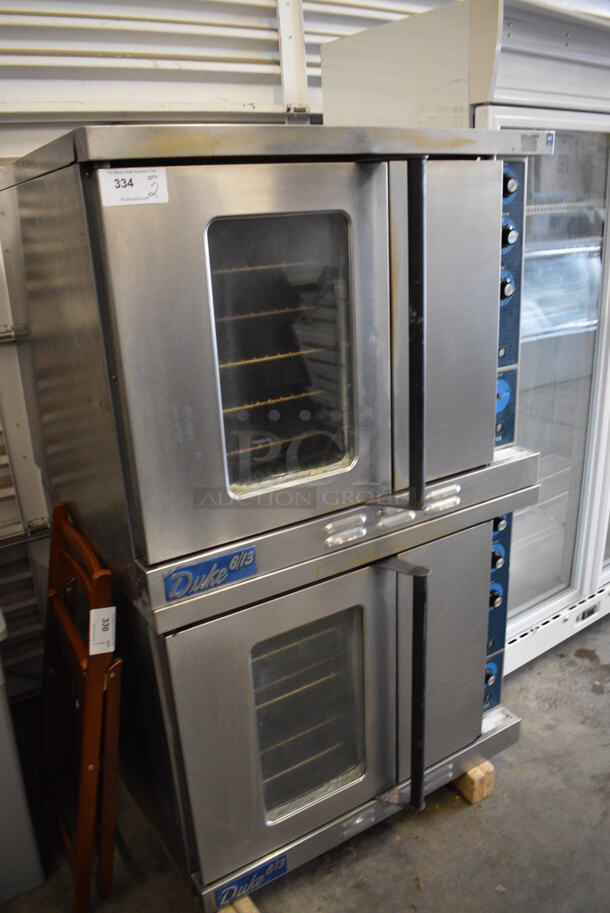 2 BEAUTIFUL! Duke Stainless Steel Commercial Gas Powered Convection Ovens w/ Solid Door, View Through Door, Metal Oven Racks and Thermostatic Controls on Commercial Casters. 38x41x62. 2 Times Your Bid! - Image 3 of 10