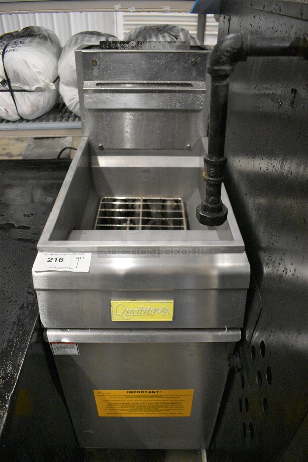 NICE! 2018 Qualite Model QL-9/NG Stainless Steel Commercial Floor Style Natural Gas Powered Fryer. 90,000 BTU. 15.5x30x46 - Image 1 of 5