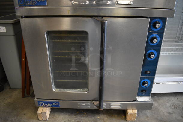 2 BEAUTIFUL! Duke Stainless Steel Commercial Gas Powered Convection Ovens w/ Solid Door, View Through Door, Metal Oven Racks and Thermostatic Controls on Commercial Casters. 38x41x62. 2 Times Your Bid! - Image 5 of 10