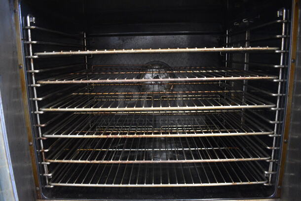 2 BEAUTIFUL! Duke Stainless Steel Commercial Gas Powered Convection Ovens w/ Solid Door, View Through Door, Metal Oven Racks and Thermostatic Controls on Commercial Casters. 38x41x62. 2 Times Your Bid! - Image 7 of 10