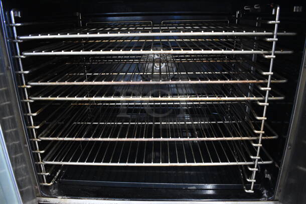 2 BEAUTIFUL! Duke Stainless Steel Commercial Gas Powered Convection Ovens w/ Solid Door, View Through Door, Metal Oven Racks and Thermostatic Controls on Commercial Casters. 38x41x62. 2 Times Your Bid! - Image 8 of 10