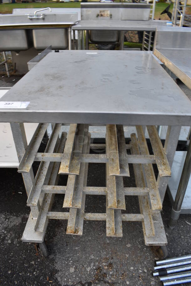Metal Commercial Transport Pan Rack w/ Countertop on Commercial Casters. 27x35x33 - Image 2 of 4