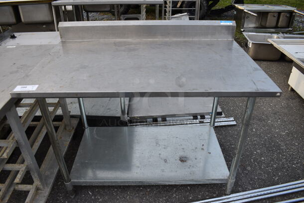 Stainless Steel Commercial Table w/ Backsplash and Undershelf. 48x30x40