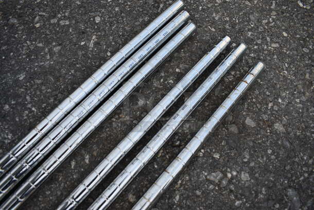 ALL ONE MONEY! Lot of 6 Chrome Finish Shelving Unit Poles! 72" - Image 3 of 3