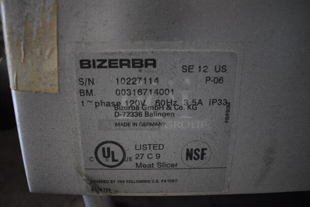 2006 Bizerba Model Se 12 US Stainless Steel Commercial Countertop Meat Slicer. 120 Volts, 1 Phase. 28x24x24. Cannot Test Due To Cut Power Cord - Image 5 of 5