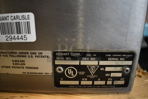 BEAUTIFUL! Hobart Model HC24EA5 Stainless Steel Commercial Electric Powered Single Deck Steam Cabinet. 208-240 Volts, 1/3 Phase. 24x33x26.5 - Image 7 of 7