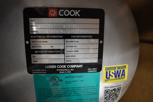 BRAND NEW IN BOX! 2018 Loren Cook Model 90ACEM90G15DM Metal Commercial Rooftop Mushroom Exhaust Fan. 115 Volts, 1 Phase. 18x18x18 - Image 6 of 8