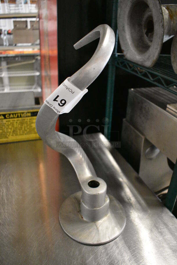 Metal Commercial 30 Quart Dough Hook Attachment for Hobart Mixer. 6.5x6.5x17