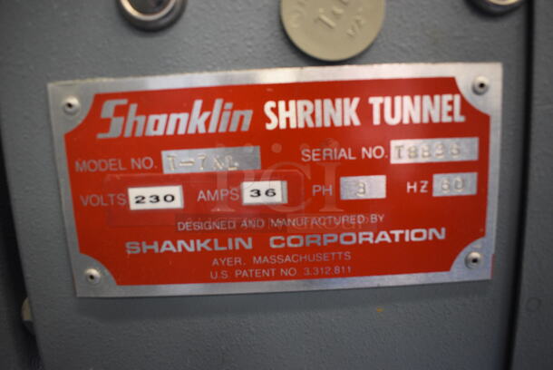 SWEET! Shanklin Model T-7XL Metal Commercial Floor Style Shrink Tunnel on Commercial Casters 230 Volts, 3 Phase. 90x42x74 - Image 5 of 11
