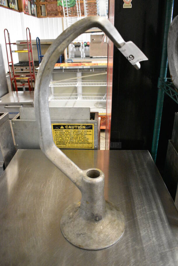 Metal Commercial Dough Hook Attachment for Hobart Mixer. 7x7x20