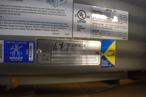 BRAND NEW IN BOX! Greenheck Model SQ-95-VS-6-X Metal Commercial Centrifugal Inline Fan. 17x15x15 - Image 3 of 6