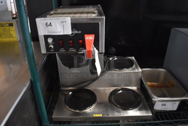 NICE! Bloomfield Stainless Steel Commercial Countertop 3 Burner Coffee Machine w/ Hot Water Dispenser and Poly Brew Basket. 16x17x17 - Image 2 of 5