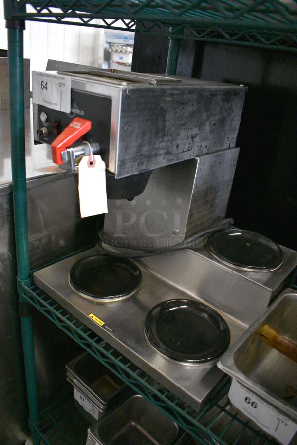 NICE! Bloomfield Stainless Steel Commercial Countertop 3 Burner Coffee Machine w/ Hot Water Dispenser and Poly Brew Basket. 16x17x17 - Image 3 of 5