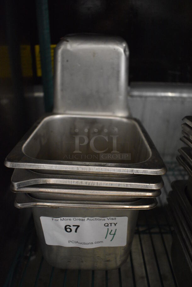 14 Stainless Steel 1/6 Size Drop In Bins. 1/6x6. 14 Times Your Bid!