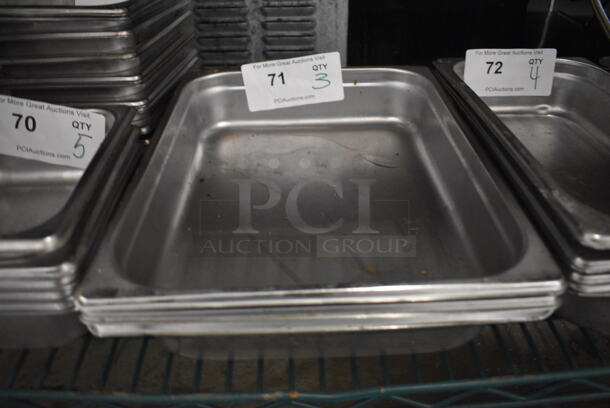 3 Stainless Steel 1/2 Size Drop In Bins. 1/2x2. 3 Times Your Bid! - Image 1 of 2