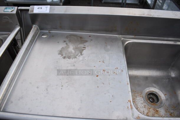 Stainless Steel Commercial 2 Bay Sink w/ Handles and Left Side Drainboard. 72x27x40. Bays 20x20x12. Drainboard 22x23x2 - Image 4 of 4