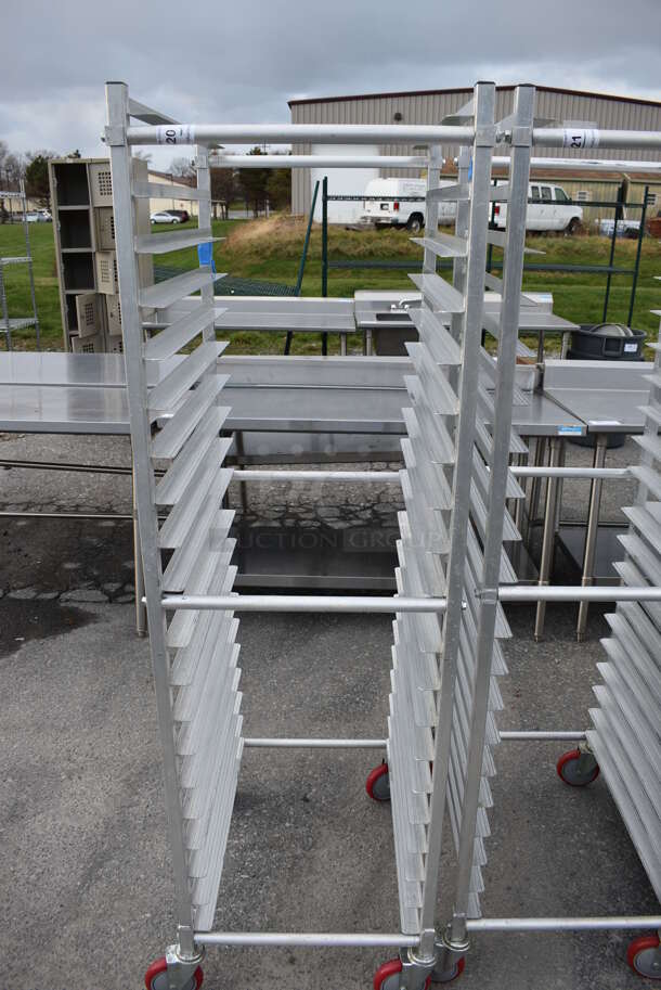 Metal Commercial Pan Transport Rack on Commercial Casters. 20.5x26x69