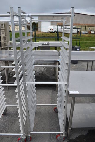 Metal Commercial Pan Transport Rack on Commercial Casters. 20.5x26x69