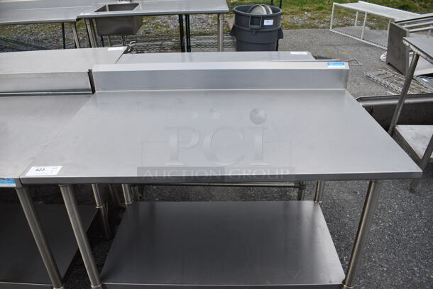 BK Stainless Steel Commercial Table w/ Backsplash and Stainless Steel Undershelf. 48x30x40