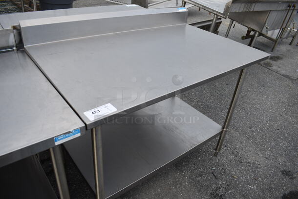 BK Stainless Steel Commercial Table w/ Backsplash and Stainless Steel Undershelf. 48x30x40 - Image 2 of 3