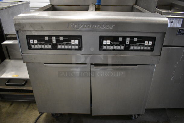BEAUTIFUL! 2008 Frymaster Model PH255CS Stainless Steel Commercial Floor Style Natural Gas Powered 2 Bay Deep Fat Fryer on Commercial Casters. 80,000 BTU. 31x30x37 - Image 2 of 6