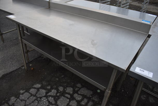 BK Stainless Steel Commercial Table w/ Backsplash and Stainless Steel Undershelf. 60x30x40 - Image 2 of 3