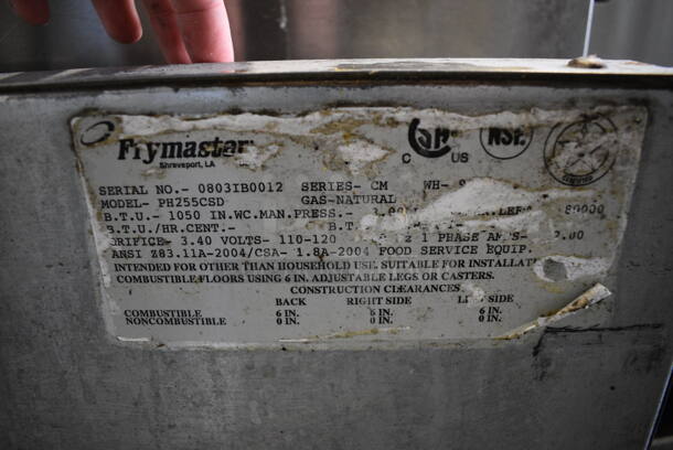 BEAUTIFUL! 2008 Frymaster Model PH255CS Stainless Steel Commercial Floor Style Natural Gas Powered 2 Bay Deep Fat Fryer on Commercial Casters. 80,000 BTU. 31x30x37 - Image 6 of 6