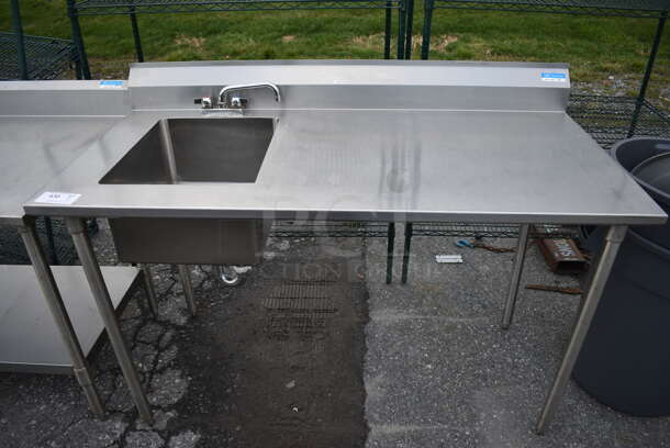 BK Stainless Steel Commercial Table w/ Sink Basin, Faucet, Handles and Backsplash. 60x30x42. Bay 16x20x10 - Image 1 of 3