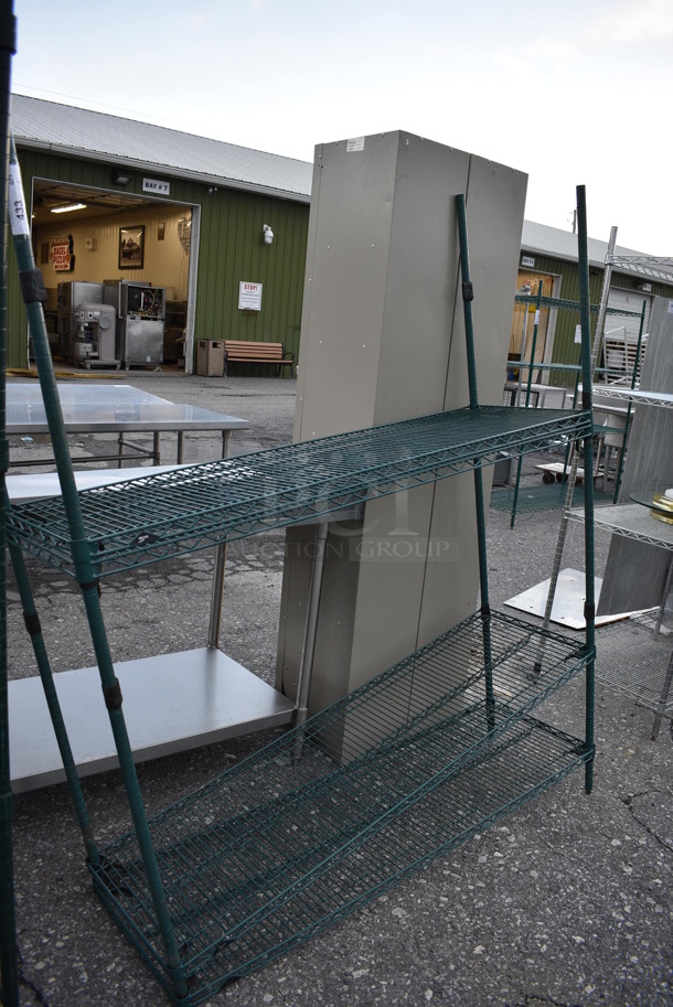 Green Finish 4 Tier Metro Shelving Unit. BUYER MUST DISMANTLE. PCI CANNOT DISMANTLE FOR SHIPPING. PLEASE CONSIDER FREIGHT CHARGES. 60x18x74 - Image 1 of 3