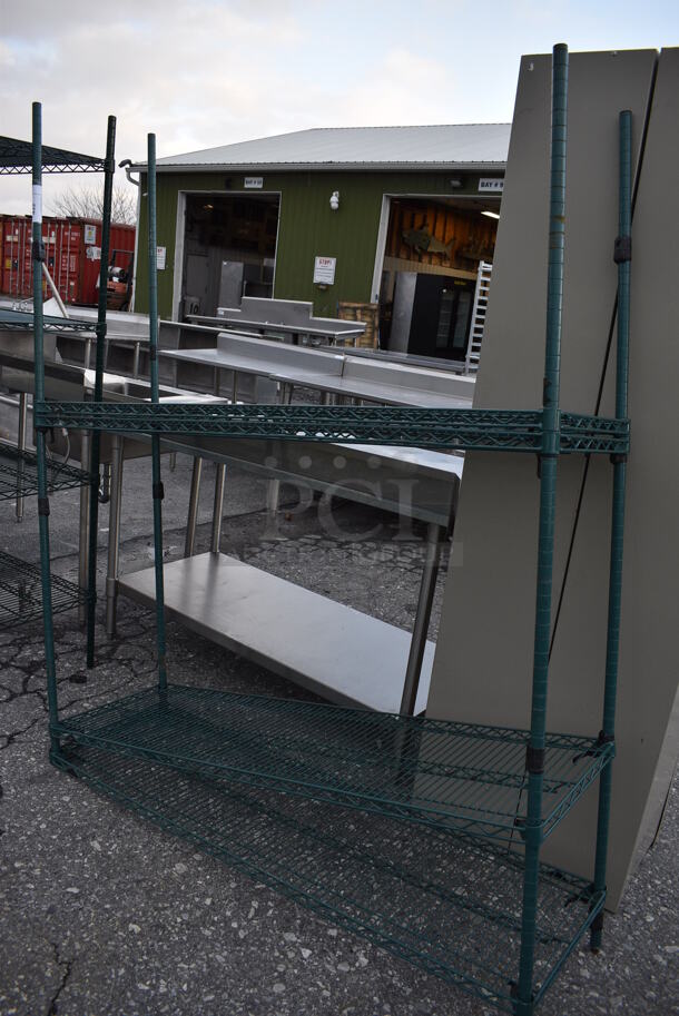 Green Finish 4 Tier Metro Shelving Unit. BUYER MUST DISMANTLE. PCI CANNOT DISMANTLE FOR SHIPPING. PLEASE CONSIDER FREIGHT CHARGES. 60x18x74 - Image 3 of 3
