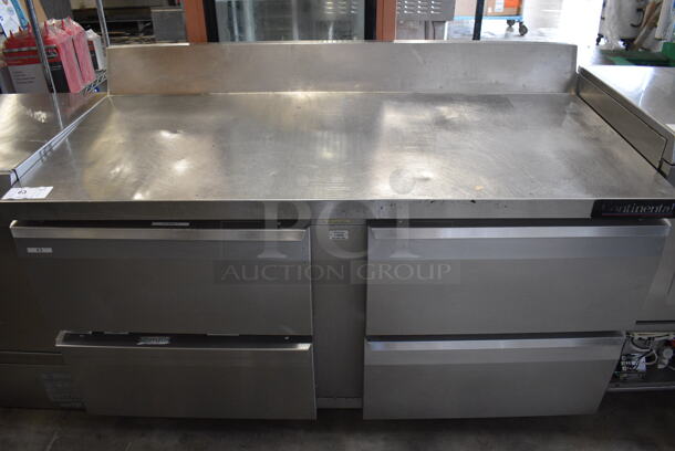 GREAT! Continental Model SW60-BS Stainless Steel Commercial Work Top Cooler w/ 4 Drawers and Backsplash on Commercial Casters. 115 Volts, 1 Phase. 60x30x39. Tested and Working! - Image 1 of 6