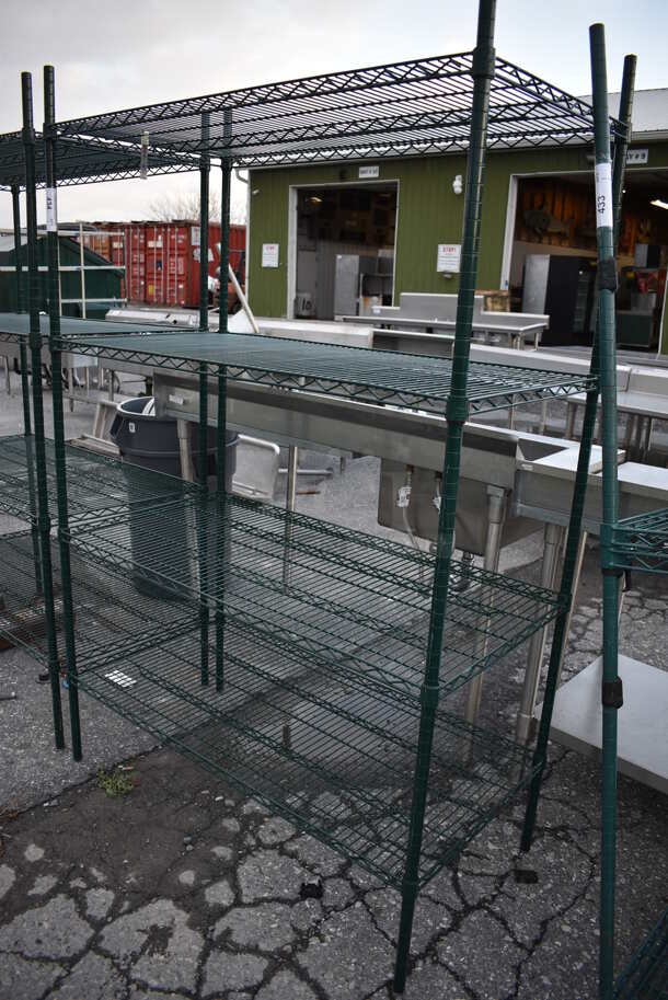 Green Finish 4 Tier Metro Shelving Unit. BUYER MUST DISMANTLE. PCI CANNOT DISMANTLE FOR SHIPPING. PLEASE CONSIDER FREIGHT CHARGES. 48x24x74 - Image 3 of 3