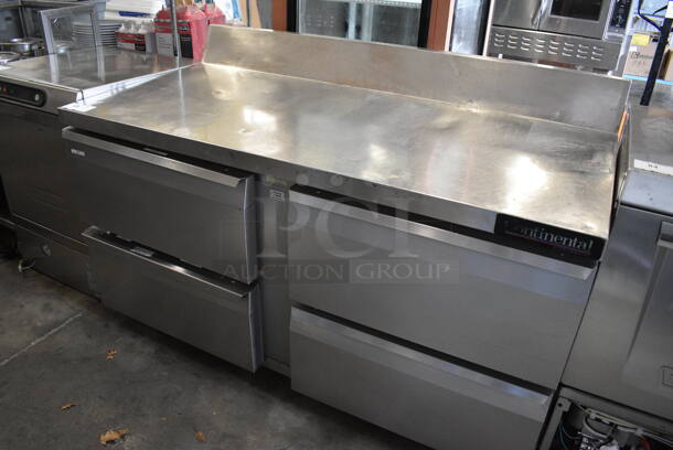GREAT! Continental Model SW60-BS Stainless Steel Commercial Work Top Cooler w/ 4 Drawers and Backsplash on Commercial Casters. 115 Volts, 1 Phase. 60x30x39. Tested and Working! - Image 2 of 6