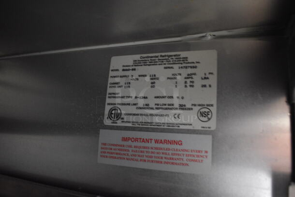 GREAT! Continental Model SW60-BS Stainless Steel Commercial Work Top Cooler w/ 4 Drawers and Backsplash on Commercial Casters. 115 Volts, 1 Phase. 60x30x39. Tested and Working! - Image 6 of 6