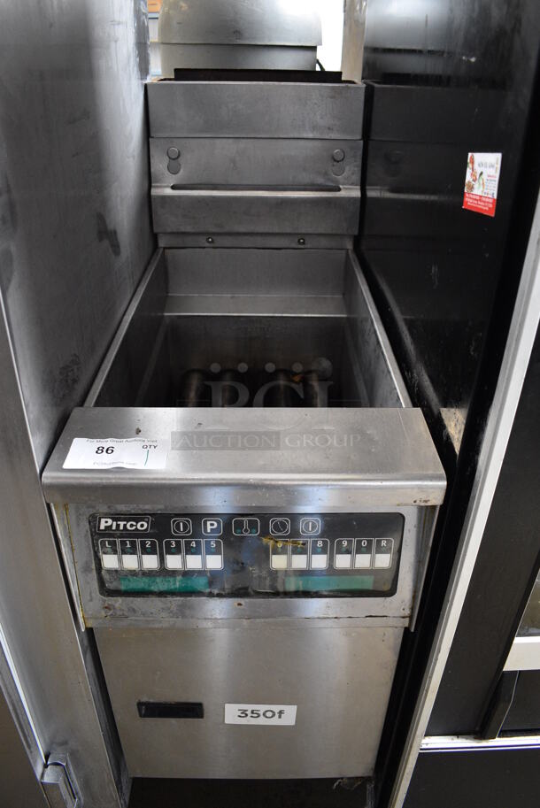 WWO! 2010 Pitco Frialator Model SFSG14 Stainless Steel Commercial Natural Gas Powered Deep Fat Fryer on Commercial Casters. 100,000 BTU. 16x34x48 