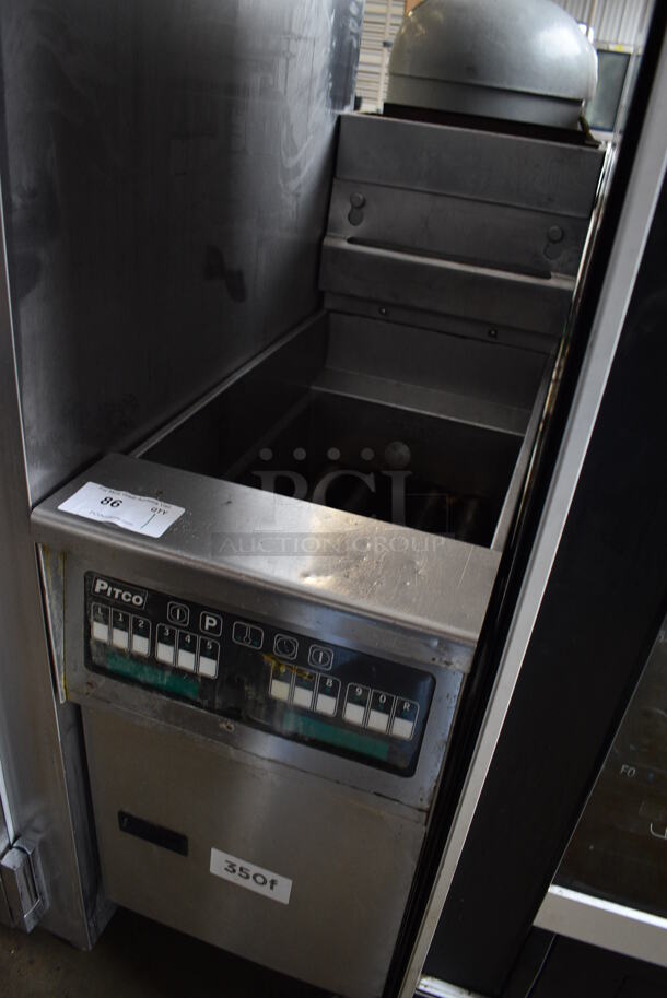 WWO! 2010 Pitco Frialator Model SFSG14 Stainless Steel Commercial Natural Gas Powered Deep Fat Fryer on Commercial Casters. 100,000 BTU. 16x34x48  - Image 2 of 7