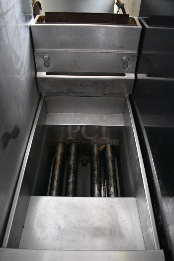 WWO! 2010 Pitco Frialator Model SFSG14 Stainless Steel Commercial Natural Gas Powered Deep Fat Fryer on Commercial Casters. 100,000 BTU. 16x34x48  - Image 4 of 7