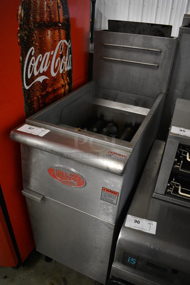 NICE! 2016 Avantco Model FF400-P Stainless Steel Commercial Floor Style Propane Gas Powered Deep Fat Fryer on Commercial Casters. 120,000 BTU. 15.5x30x47 - Image 2 of 6