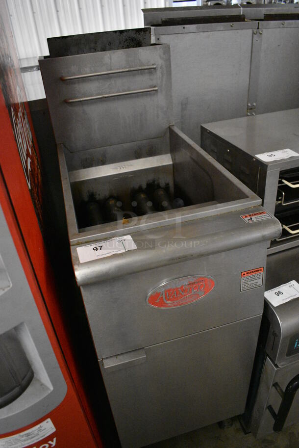 NICE! 2016 Avantco Model FF400-P Stainless Steel Commercial Floor Style Propane Gas Powered Deep Fat Fryer on Commercial Casters. 120,000 BTU. 15.5x30x47 - Image 3 of 6