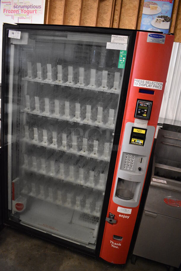 WOW! Dixie-Narco Model DN5800-4C Metal Commercial Floor Style Bottled Drink Vending Machine w/ Cash and Coin Acceptor and Credit Card Reader. 115 Volts, 1 Phase. 47x36x73. Tested and Working! - Image 2 of 10
