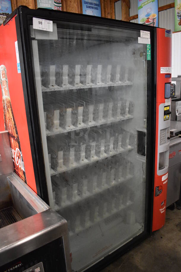 WOW! Dixie-Narco Model DN5800-4C Metal Commercial Floor Style Bottled Drink Vending Machine w/ Cash and Coin Acceptor and Credit Card Reader. 115 Volts, 1 Phase. 47x36x73. Tested and Working! - Image 3 of 10