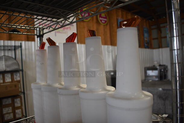 5 White Poly Containers w/ Pourer Tops and Lids. 3.5x3.5x12.5. 5 Times Your Bid! - Image 2 of 3