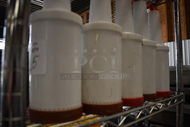 5 White Poly Containers w/ Pourer Tops and Lids. 3.5x3.5x12.5. 5 Times Your Bid! - Image 3 of 3
