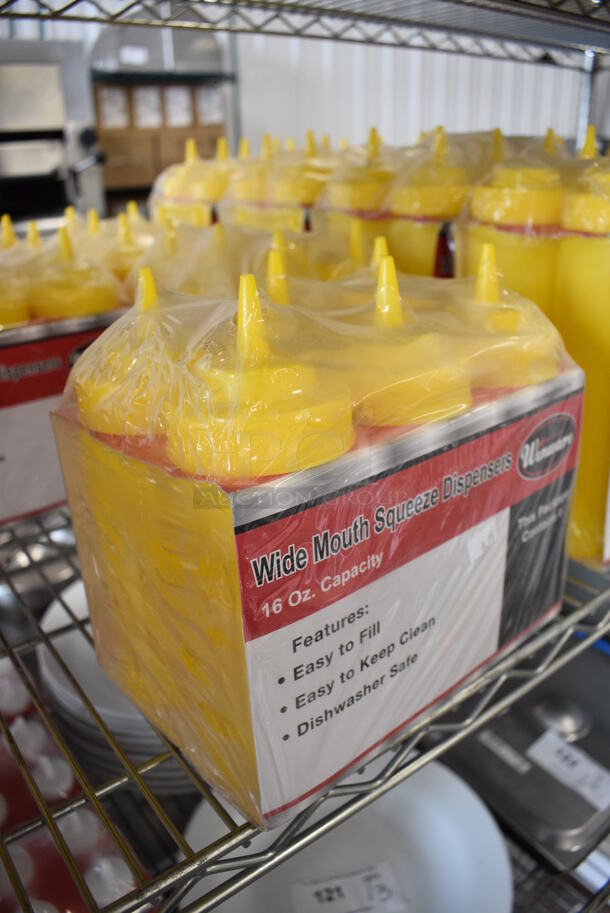 ALL ONE MONEY! Lot of 6 BRAND NEW Packs of Winware Yellow Poly Condiment Bottles. Each Pack Has 6 Bottles. 2.5x2.5x8.5 - Image 2 of 6