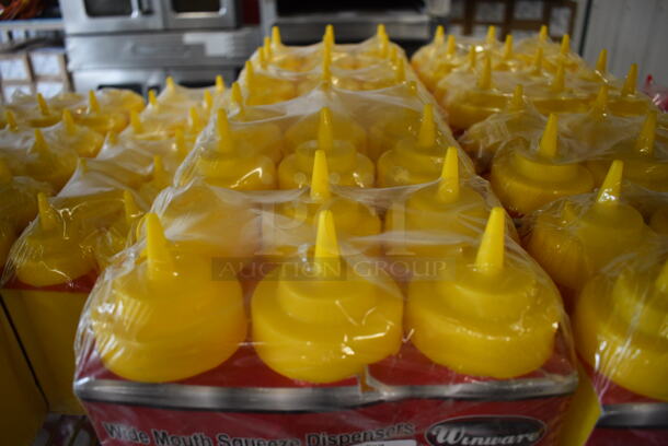 ALL ONE MONEY! Lot of 8 BRAND NEW Packs of Winware Yellow Poly Condiment Bottles. Each Pack Has 6 Bottles. 2.5x2.5x10 - Image 2 of 3