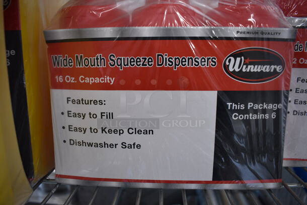 ALL ONE MONEY! Lot of 5 BRAND NEW Packs of Winware Red Poly Condiment Bottles. Each Pack Has 6 Bottles. 3x3x8 - Image 4 of 4