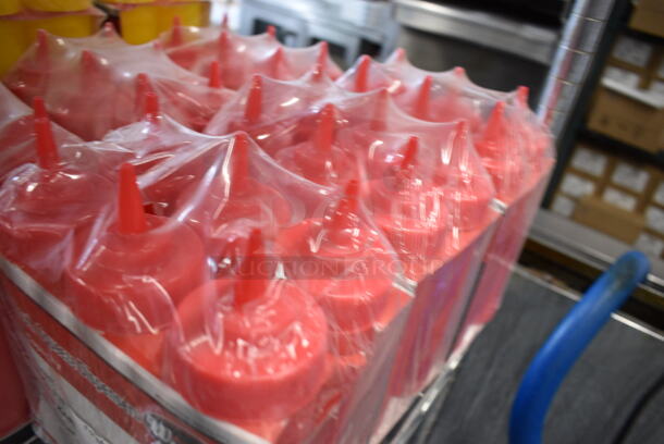 ALL ONE MONEY! Lot of 3 BRAND NEW Packs of Winware Red Poly Condiment Bottles. Each Pack Has 6 Bottles. 2.5x2.5x8.5 - Image 2 of 3