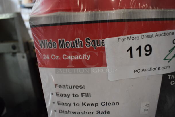 ALL ONE MONEY! Lot of 2 BRAND NEW Pack of Winware Red Poly Condiment Bottles. Each Pack Has 6 Bottles. 2.5x2.5x10 - Image 3 of 3