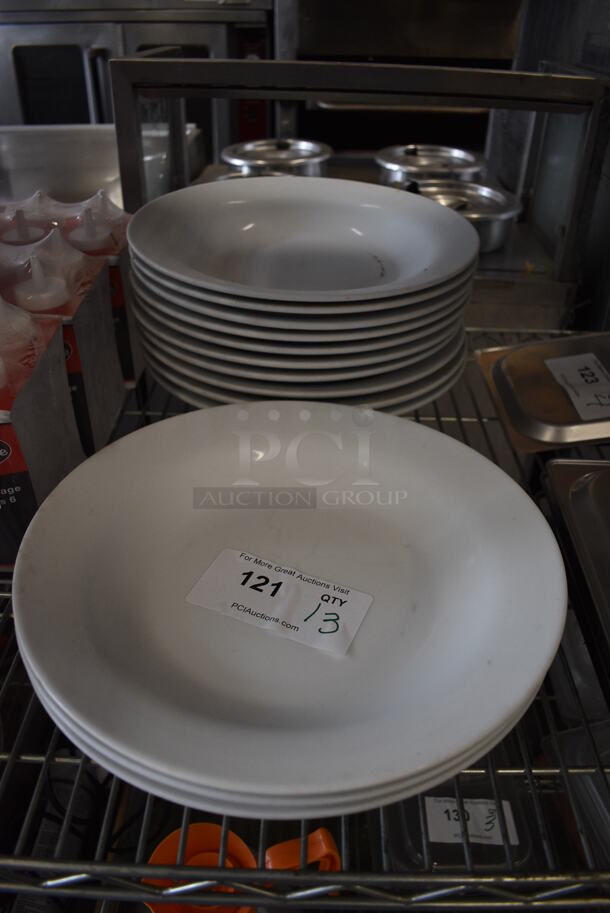 13 White Ceramic Plates. 12.5x12.5x2. 13 Times Your Bid!