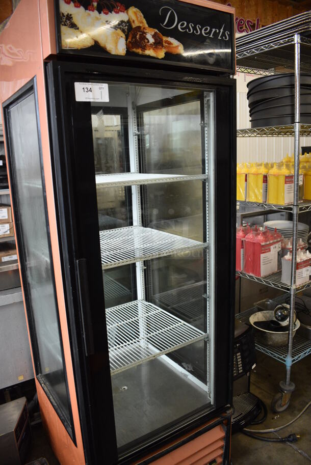 NICE! 2010 True Model G4SM-23 Metal Commercial Single Door Reach In Dessert Case Cooler Merchandiser w/ Poly Coated Racks. 115 Volts, 1 Phase. 27x31x79. Tested and Does Not Power On - Image 2 of 7
